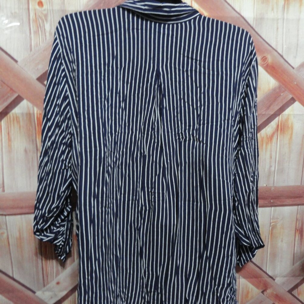 Grand & Greene stripped blouse button up, roll up sleeves, 2 XL gently worn - Picture 4 of 8